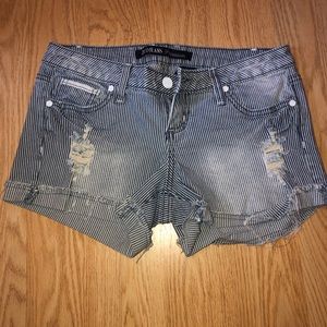 Distressed denim shorts